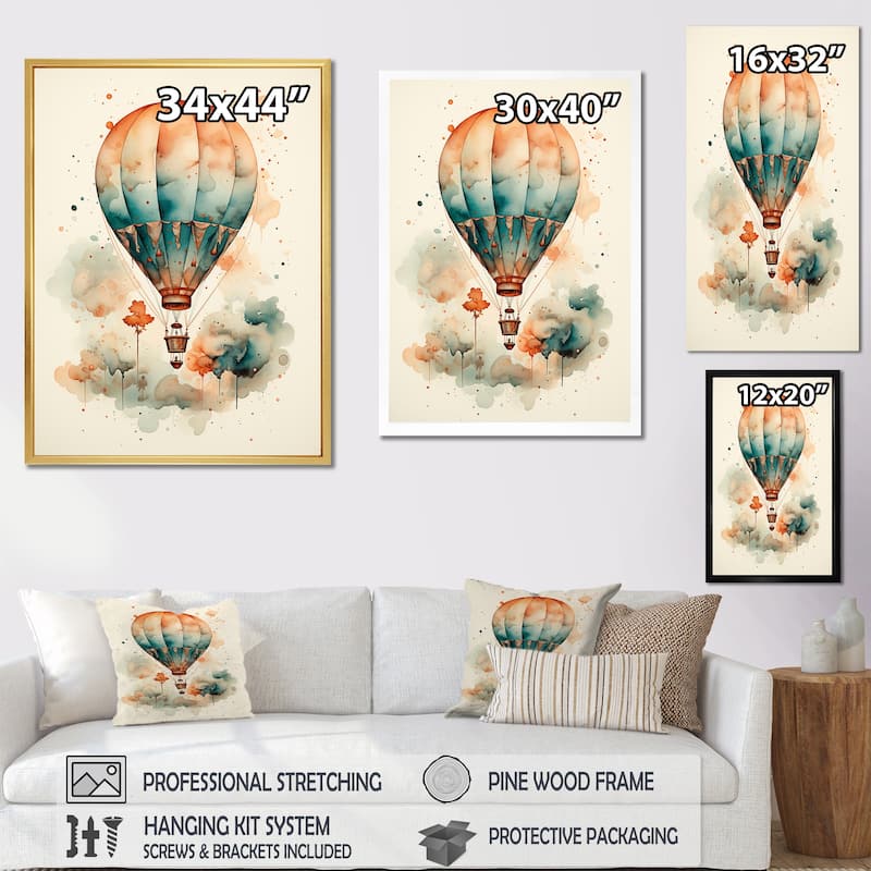 Designart "Classic Hot Air Balloon Charm III" Hot Air Balloon Wall Art